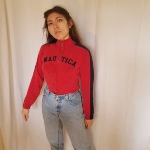 Vintage Nautica Red & Navy Cotton Knit Zip-up